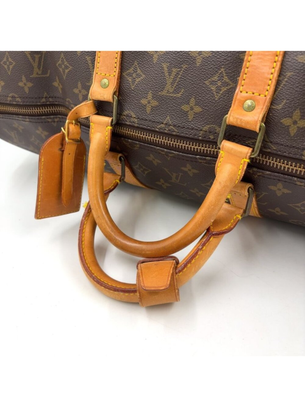 Louis Vuitton Keepall Bandouliere 55 Monogram Leather Brown Boston Bag Gold - Picture 5 of 15